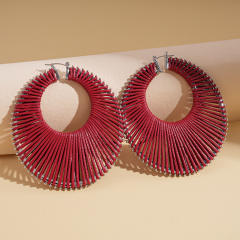 Boho geometric hollow big hoop earrings