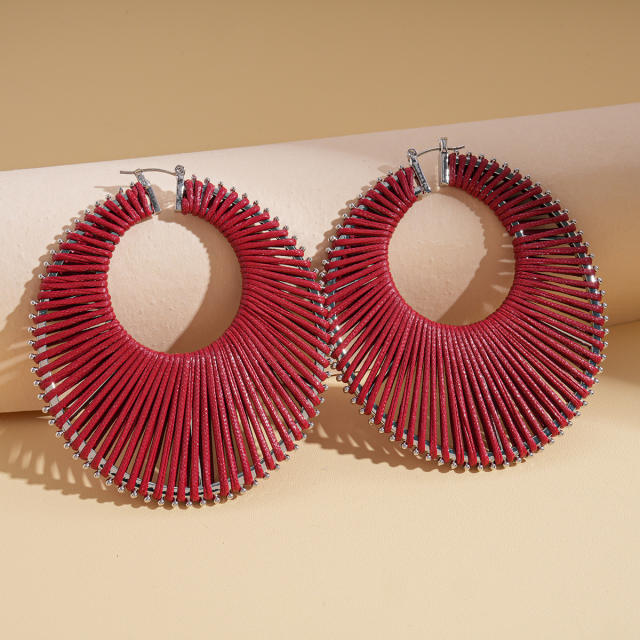 Boho geometric hollow big hoop earrings