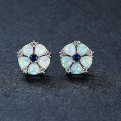 Colorful Opal Green Diamond Flower Earrings Cold Style studs earrings