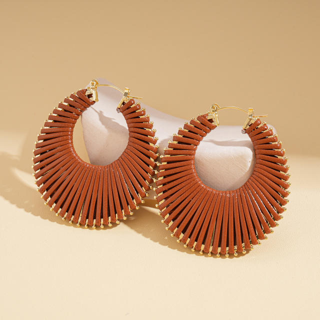 Boho geometric hollow big hoop earrings