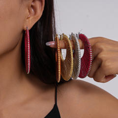 Boho geometric hollow big hoop earrings