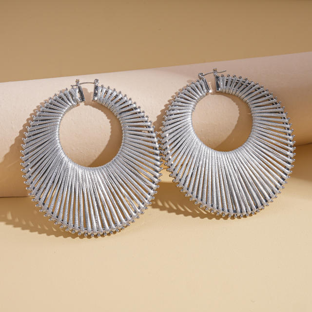 Boho geometric hollow big hoop earrings