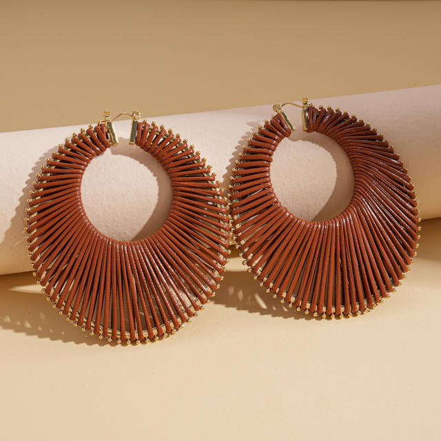 Boho geometric hollow big hoop earrings