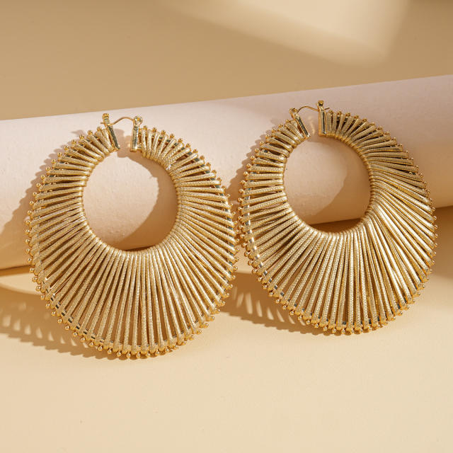 Boho geometric hollow big hoop earrings