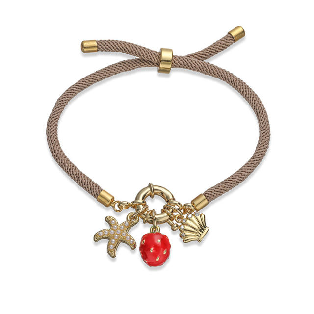 Colorful braid rope gold plated copper multi charm bracelet friendship bracelet