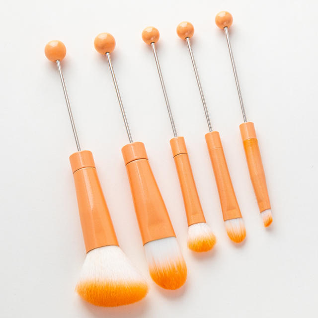 5pcs set DIY metal handle beaded makeup brush suit without bead
