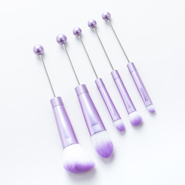 5pcs set DIY metal handle beaded makeup brush suit without bead