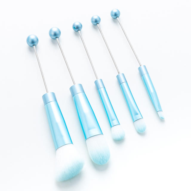 5pcs set DIY metal handle beaded makeup brush suit without bead