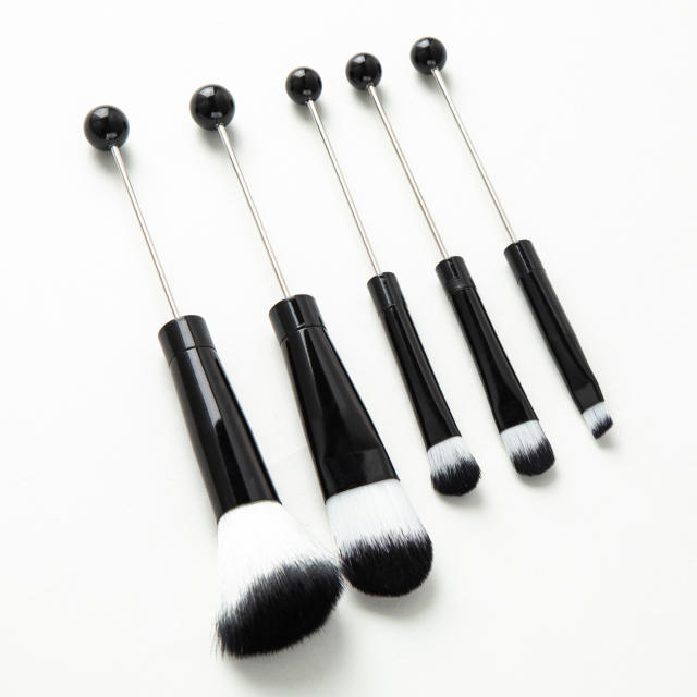 5pcs set DIY metal handle beaded makeup brush suit without bead