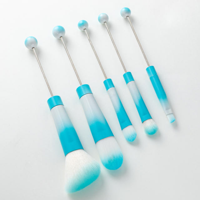 5pcs set DIY metal handle beaded makeup brush suit without bead