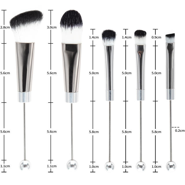 5pcs set DIY metal handle beaded makeup brush suit without bead