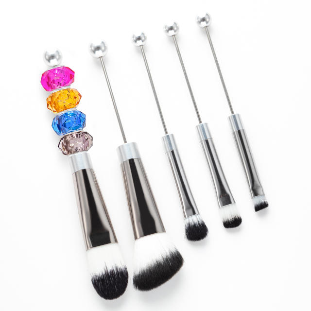 5pcs set DIY metal handle beaded makeup brush suit without bead