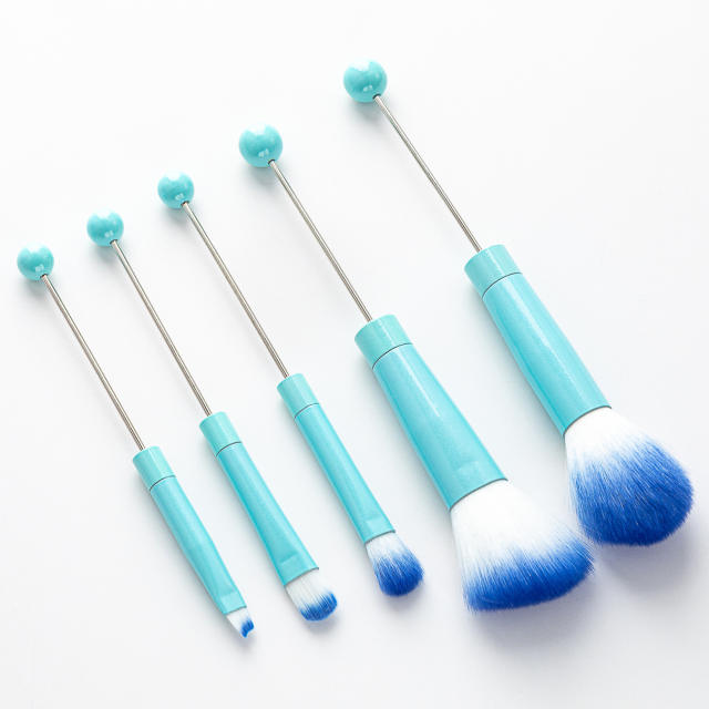 5pcs set DIY metal handle beaded makeup brush suit without bead
