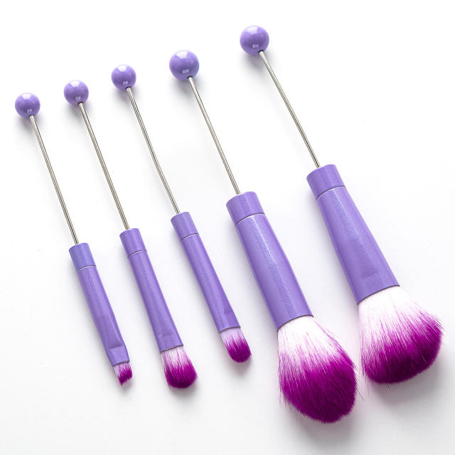5pcs set DIY metal handle beaded makeup brush suit without bead