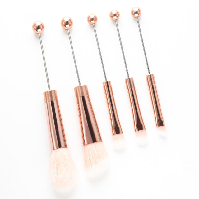 5pcs set DIY metal handle beaded makeup brush suit without bead