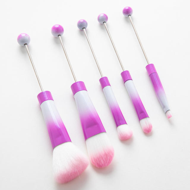 5pcs set DIY metal handle beaded makeup brush suit without bead
