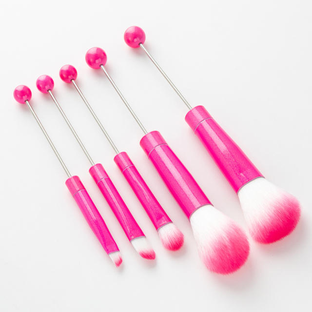 5pcs set DIY metal handle beaded makeup brush suit without bead