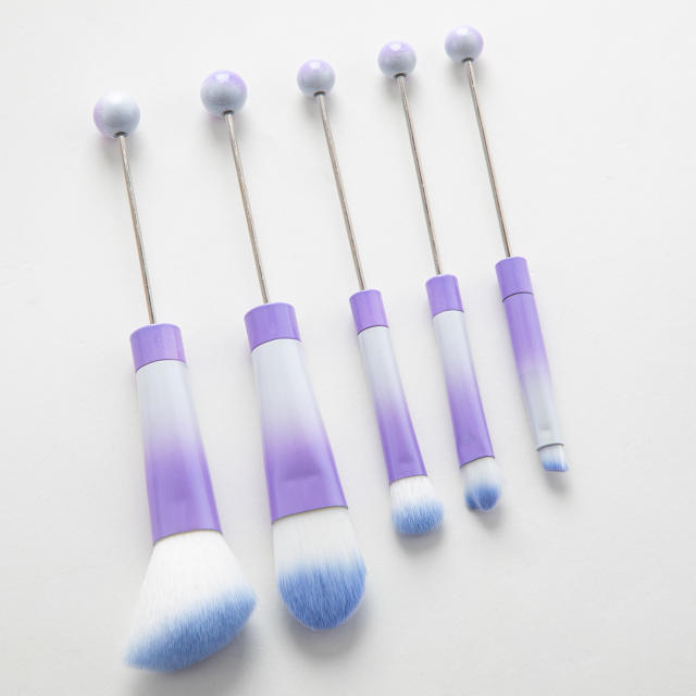 5pcs set DIY metal handle beaded makeup brush suit without bead