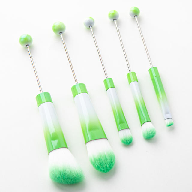 5pcs set DIY metal handle beaded makeup brush suit without bead