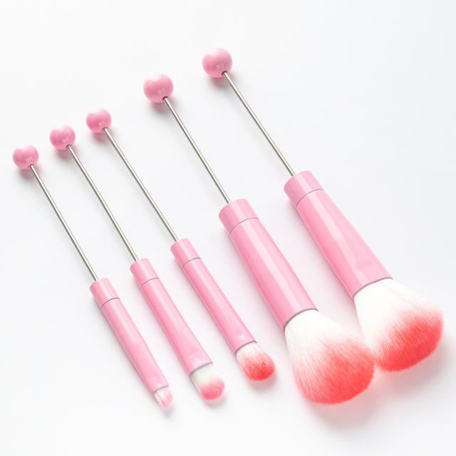 5pcs set DIY metal handle beaded makeup brush suit without bead