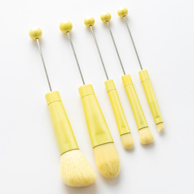 5pcs set DIY metal handle beaded makeup brush suit without bead