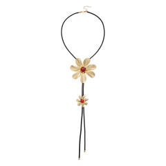 Vintage big metal flower long necklace