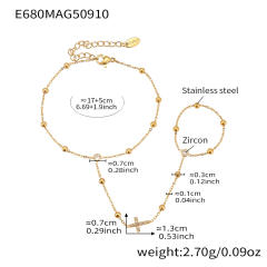18KG cubic zircon inlaid diamond star stainless steel ring bracelet