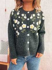 Cute stereo flower easy match sweater jacket cardigan
