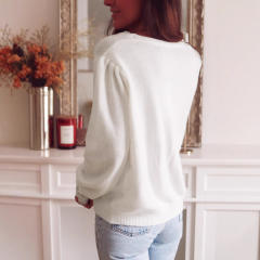 Lace Splicing V-Neck Knitted Cardigan for Women