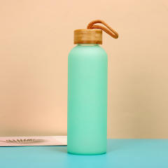 Thickened Frosted Gradient High Borosilicate Glass Jar Water Cup Bamboo Lid Straw Outdoor
