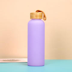Thickened Frosted Gradient High Borosilicate Glass Jar Water Cup Bamboo Lid Straw Outdoor
