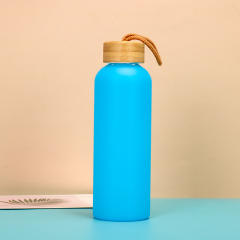 Thickened Frosted Gradient High Borosilicate Glass Jar Water Cup Bamboo Lid Straw Outdoor