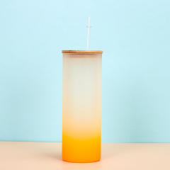 Thickened Frosted Gradient High Borosilicate Glass Jar Water Cup Bamboo Lid Straw Outdoor