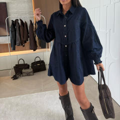 Fashion casual loose denim oversize blouse tops dress