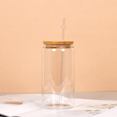 Thickened Frosted Gradient High Borosilicate Glass Jar Water Cup Bamboo Lid Straw Outdoor