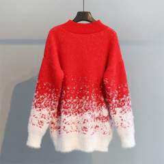 New Autumn Sweater Round Neck Long Sleeve Snowflake Christmas Knitted New Year Women's Sweater