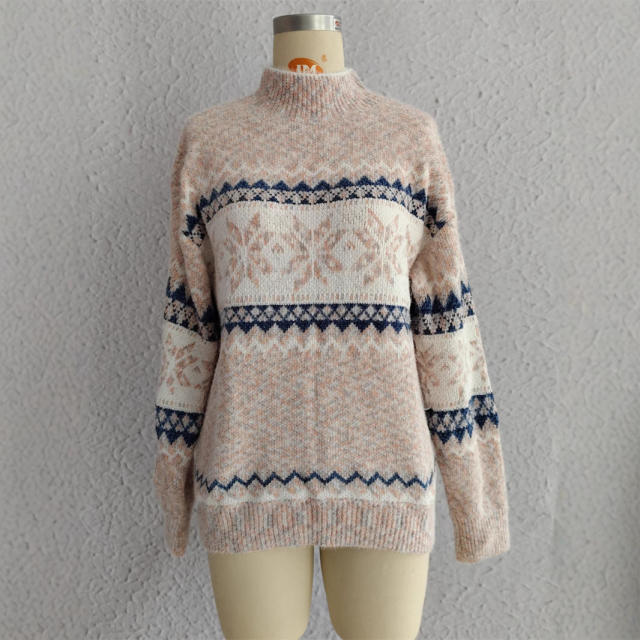 Christmas Knitwear 2025 Autumn Winter Hot Style Half Turtleneck Chenille Snowflake sweater