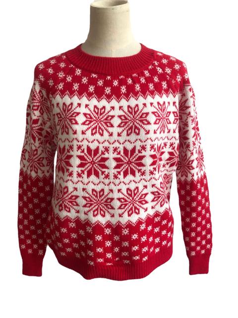 Autumn Winter Classic Christmas Sweater Snowflake Long-Sleeved Round Neck Knitted Pullover for Women