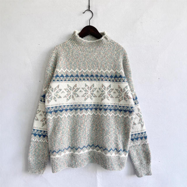 Christmas Knitwear 2025 Autumn Winter Hot Style Half Turtleneck Chenille Snowflake sweater