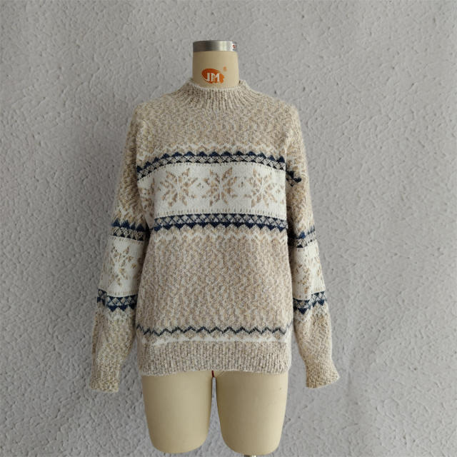Christmas Knitwear 2025 Autumn Winter Hot Style Half Turtleneck Chenille Snowflake sweater