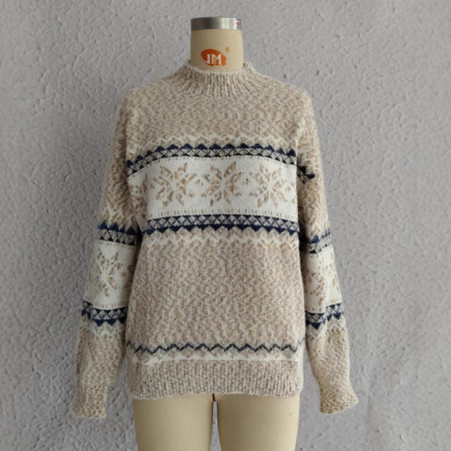 Christmas Knitwear 2025 Autumn Winter Hot Style Half Turtleneck Chenille Snowflake sweater