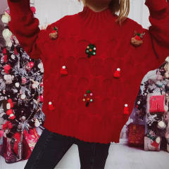 Autumn Winter New Christmas Sweater Handmade Decorative Christmas Tree Elk Sweater