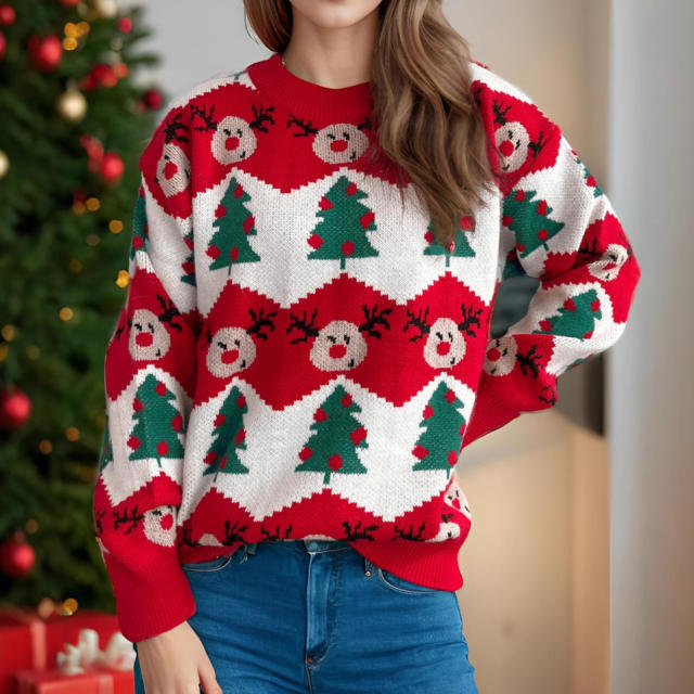 2025 Christmas New Autumn Winter Casual Knitted Wool Loose Soft Waxy sweater