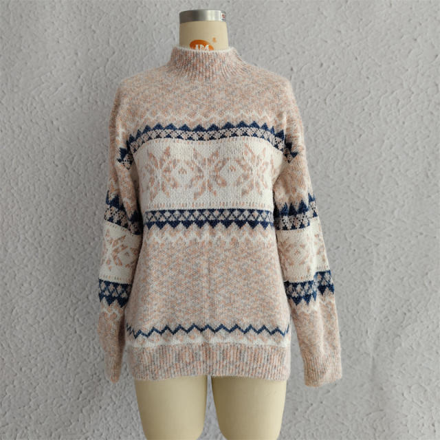 Christmas Knitwear 2025 Autumn Winter Hot Style Half Turtleneck Chenille Snowflake sweater