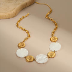 Creative round piece acrylic stainless steel necklace
