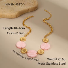 Creative round piece acrylic stainless steel necklace
