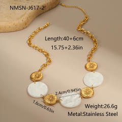 Creative round piece acrylic stainless steel necklace