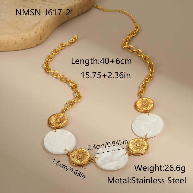 Creative round piece acrylic stainless steel necklace