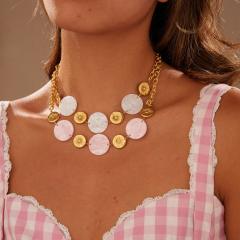 Creative round piece acrylic stainless steel necklace