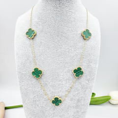 15mm Titanium Steel 5 Four-Leaf Flower clover Necklace